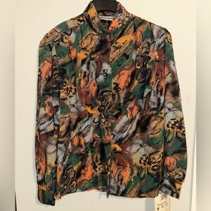 Yves St. Clair Vintage Vibrant Patterned Top Long Sleeve NWT